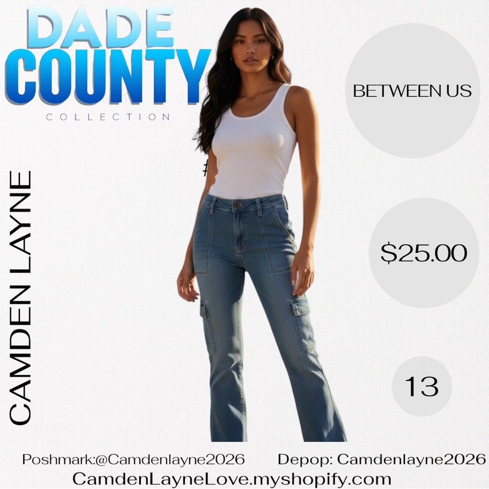 Stylish Blue Women's Cargo Demin Jeans - Picture 6 of 9